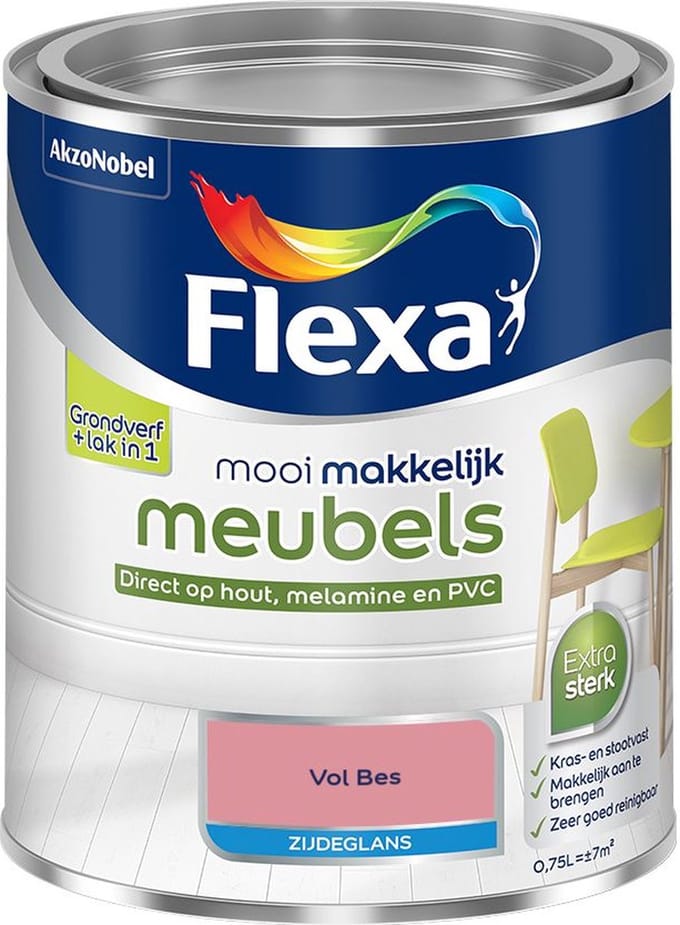Flexa - Mooi Makkelijk Meubels Zijdeglans - Vol Bes - Mengverf - 750 Ml