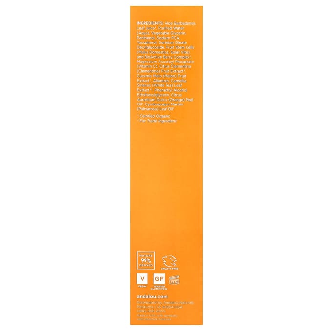 Andalou Naturals, Verhelderende Toner, Clementine+C, Verhelderend, 178ml (6 fl oz) orange