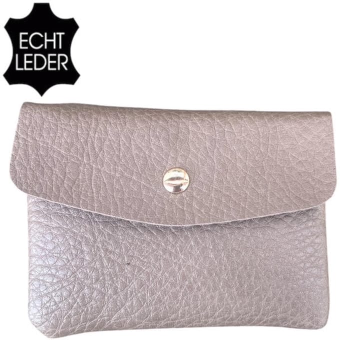 THL Design - Kleine Portemonnee Dames - Mini Portemonnee - Echt Leer - Taupe