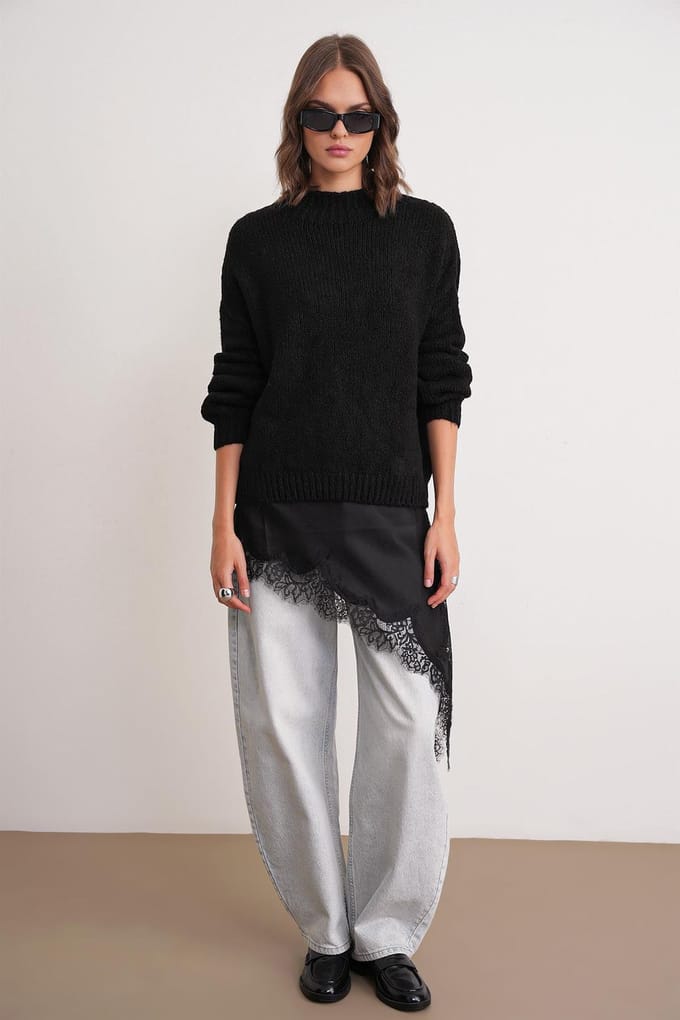 Relaxed Fit Crew Neck Dikke Brei Trui