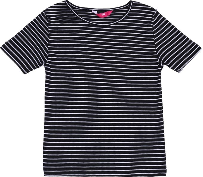 Zwart-wit gestreept geribd T-shirt