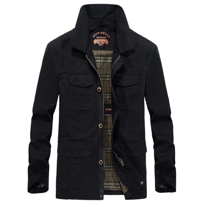Heren Nieuwe Lente- en Herfstjas Heren Medium en Lang Jeugd Dunne Tooling Jas M black