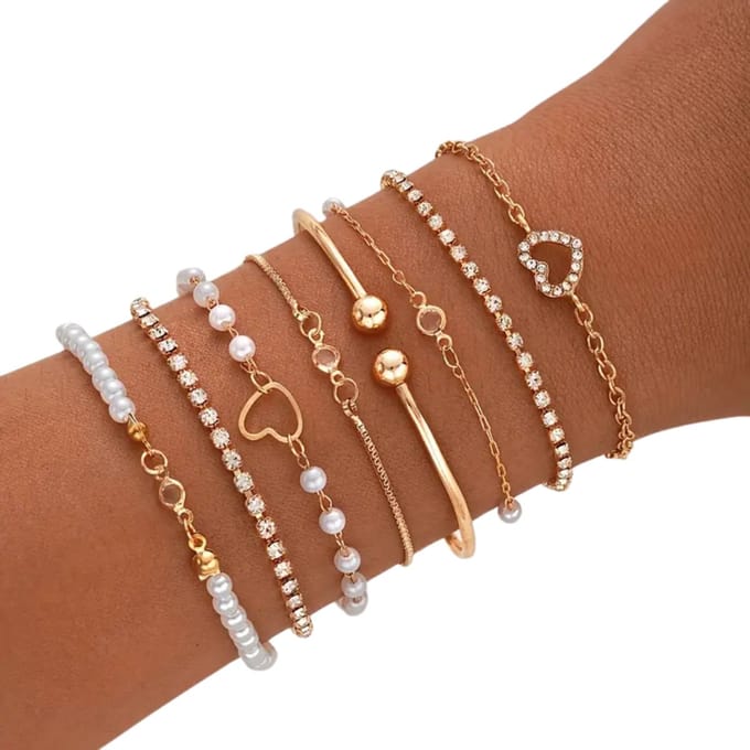 Nivard Armband - Staal - Nep Zilver - Dames - 8 St - Nep Goud