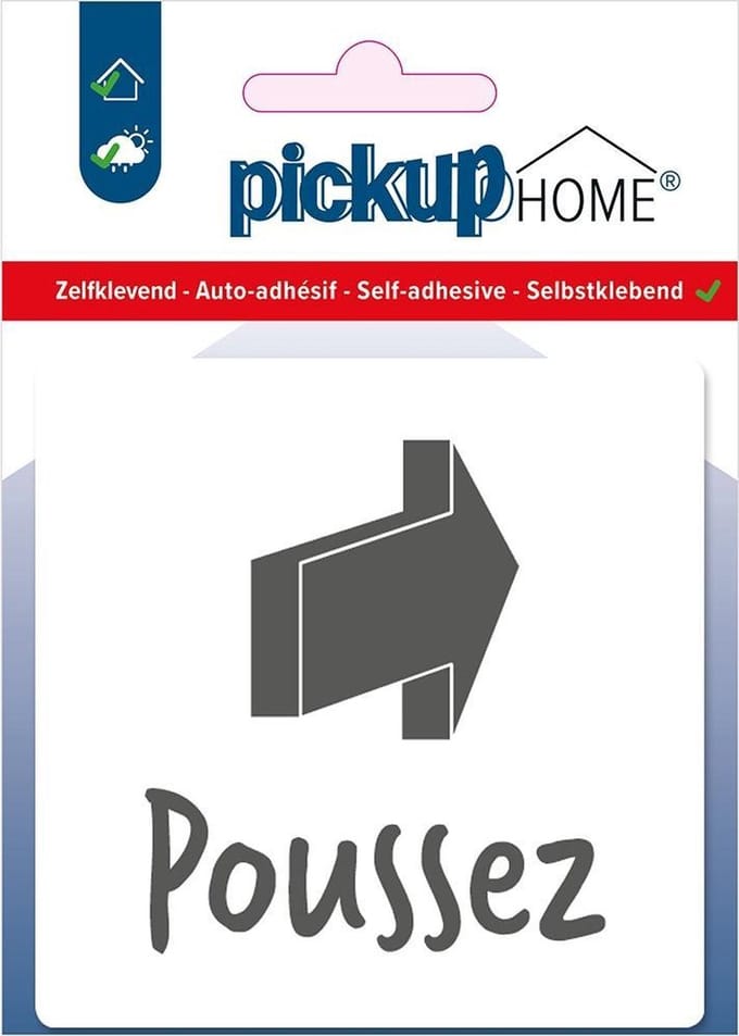 Pickup Poussez wit blanc - 90x90 mm Pictogram Route Acryl