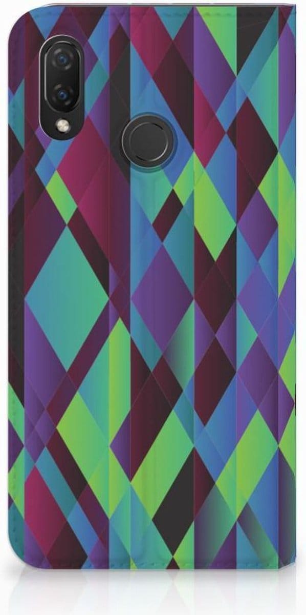 Huawei P Smart Plus Stand Case Abstract Green Blue