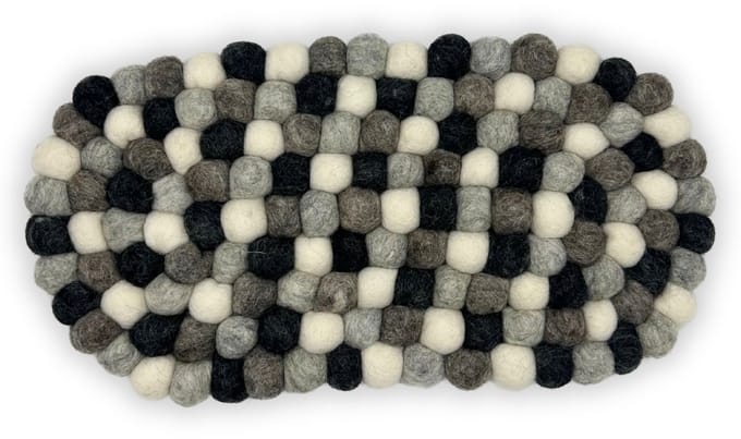 Felt Ball Oval Centre Mat - 38x18cm Multi Grey Colour