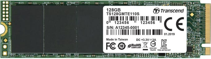 Transcend 110S NVMe/PCIe M.2 SSD 2280 harde schijf 128 GB M.2 NVMe PCIe 3.0 x4