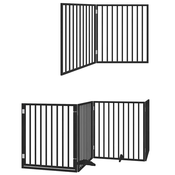 vidaXL - Hondenhek - inklapbaar - 6 - panelen - 480 - cm - populierenhout - zwart