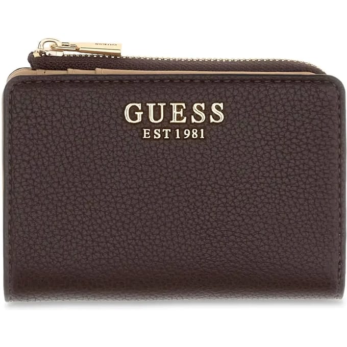 GUESS portemonnee Melody SLG Zip Around Card Case Brown donkerbruin