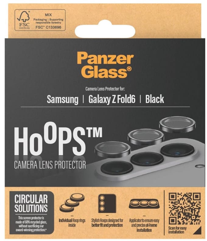 PanzerGlass Screenprotector geschikt voor Samsung Galaxy Z Fold 6 Glazen | PanzerGlass Hoops Camera Lens Protector - Case Friendly - Zwart