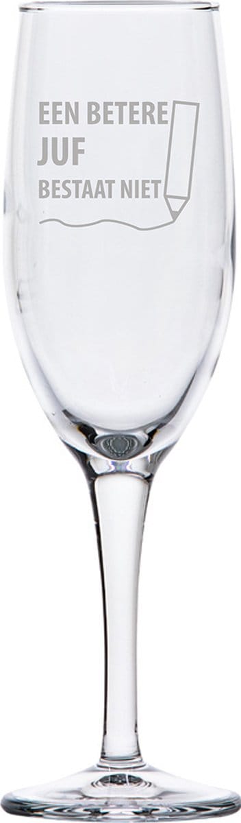 Gegraveerde Champagneglas 16,5cl een betere juf bestaat niet