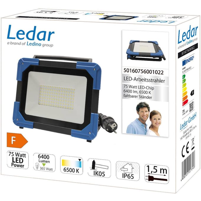 Ledino LED schijnwerper Ledar 6.500 K 120° zwart 75 W