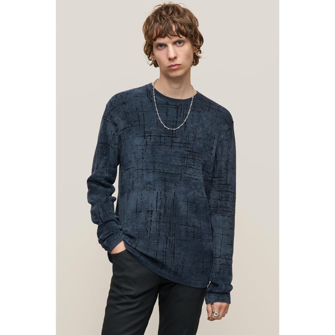 John Varvatos Cadman Ls Crew With Broke Navy Taglia: M | Maglioni a maglia Outlet | Uomo | Blu