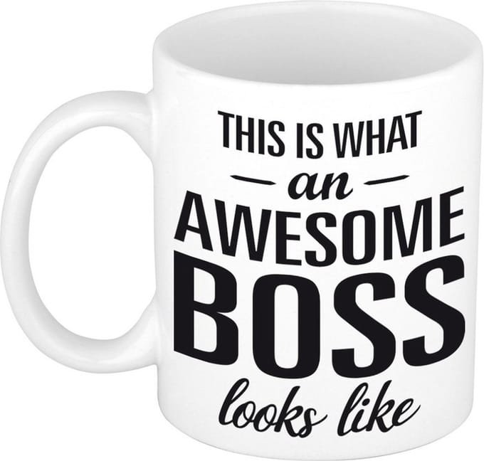 This is what an awesome boss looks like - tekst cadeau koffiemok - De Baas beker - 300 ml - wit