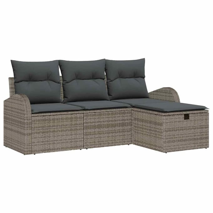 vidaXL - Bankstel - 4 - st - Grijs - poly - rattan