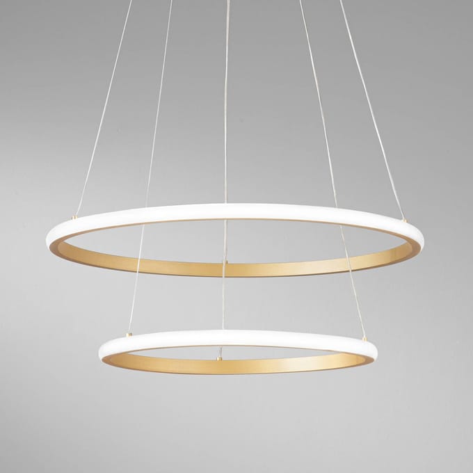 Luce Ambiente Design LED hanglamp Axis, Ø 60/40 cm, goudkleurig metaal CCT, RGB