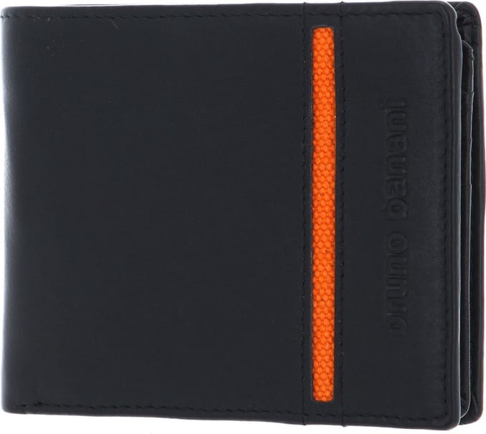 bruno banani Leren Portemonnee Wallet Black / Orange Zwart