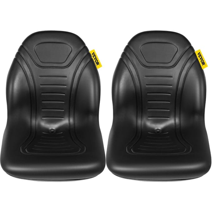 Siège de tracteur universel de remplacement, Paire de sièges de tondeuse compacts à dossier haut, Siège de chariot élévateur en vinyle noir, Siège de chargeuse compacte avec trou d'évacuation central et support