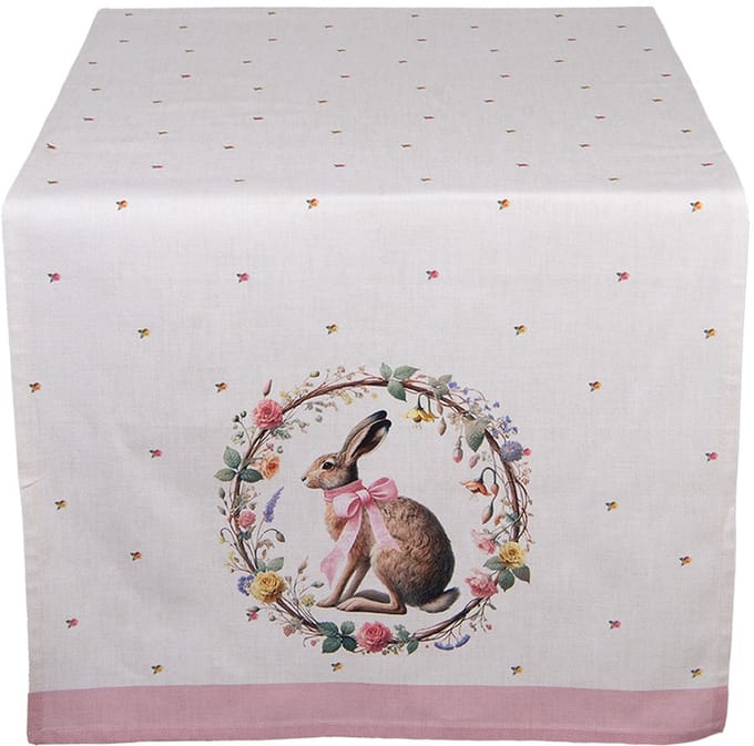 Clayre & Eef Tafelloper 50x140 cm Beige Katoen