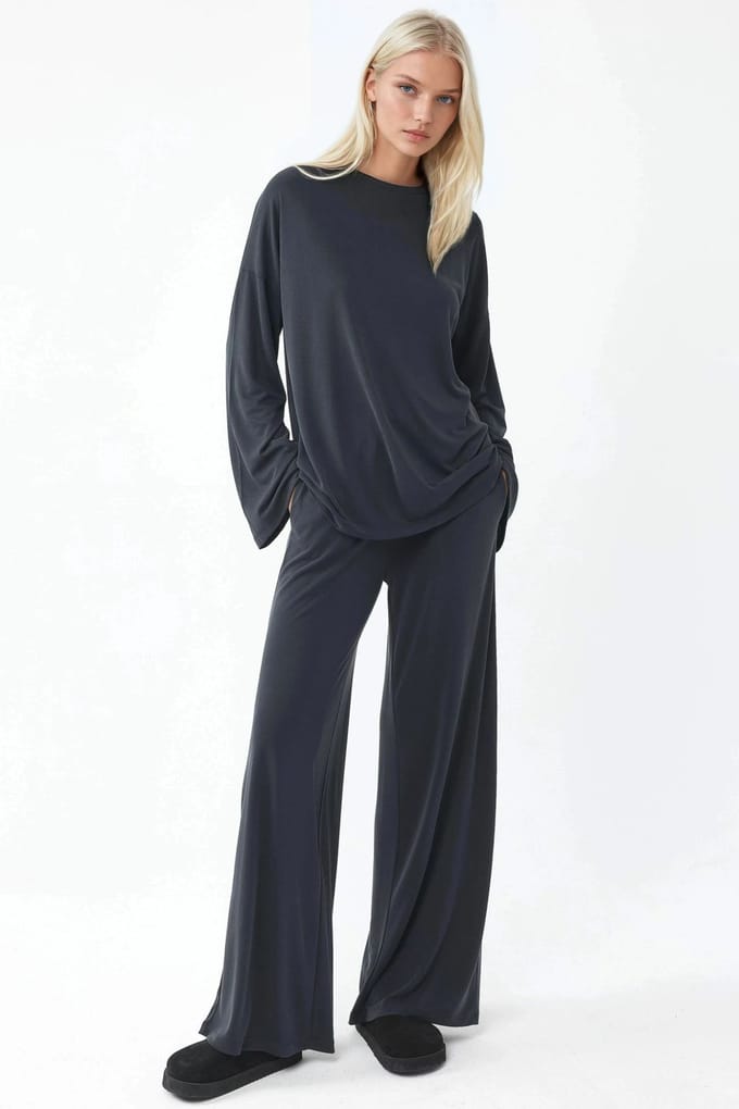 Ontspannen Pasvorm Crew Neck Lange Mouw Blouse