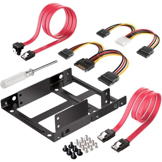 2.5 inch SSD naar 3.5 inch interne harde schijf montagekit beugel met SATA-datakabels en zwart