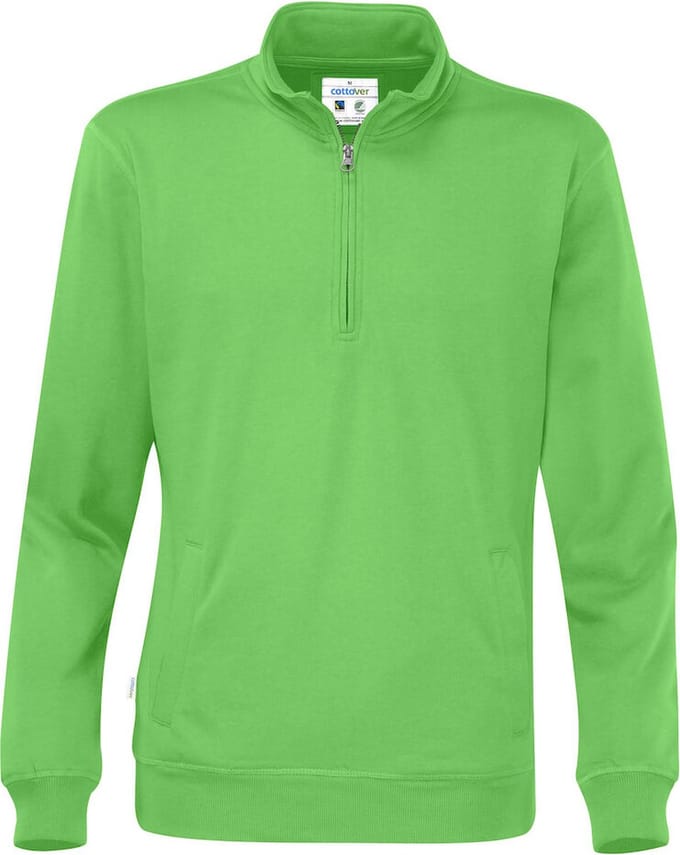 Cottover SWEATER HALF ZIP UNISEX - GOTS GECERTIFICEERD 141012 - Groen - L