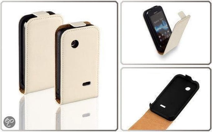 Lelycase Leder Flip Hoesje Sony Xperia Tipo Wit