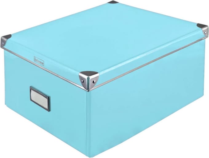 Opbergdoos Karton - Universele Box - Orde Thuis - Verstevigde Randen - 36x28x17 cm - Turquoise