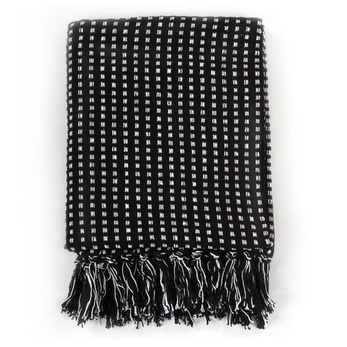 vidaXL - Plaid - vierkanten - 220x250 - cm - katoen - zwart