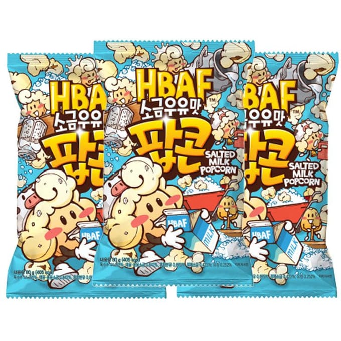 HBAF Gekruide Popcorn 17 Floavors, 80g (18 Opties) Salted Milk x 3PCS