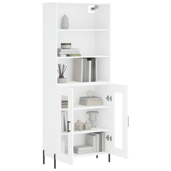vidaXL - Hoge - kast - 69,5x34x180 - cm - bewerkt - hout - wit