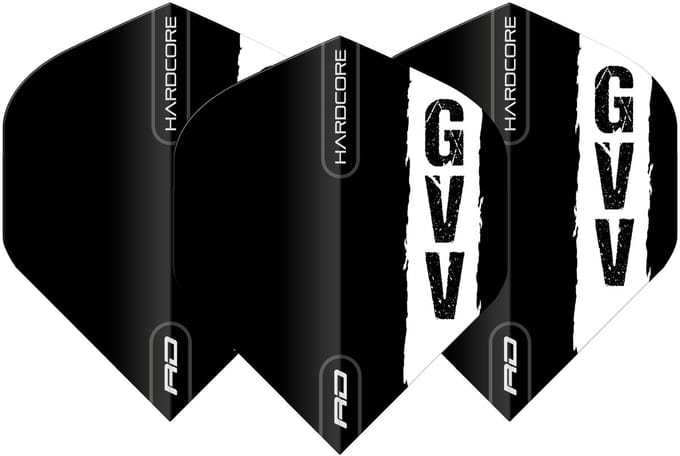 Red Dragon Gian van Veen Black with GVV logo Hardcore Standard - Dart Flights