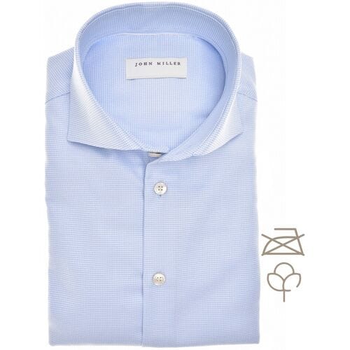 John Miller Overhemd Organic Houndstooth Shirt Licht Blauw / male