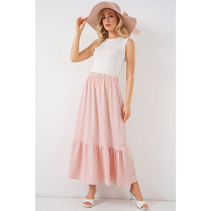 Textuur Maxi Breimint met Elastische Taille
