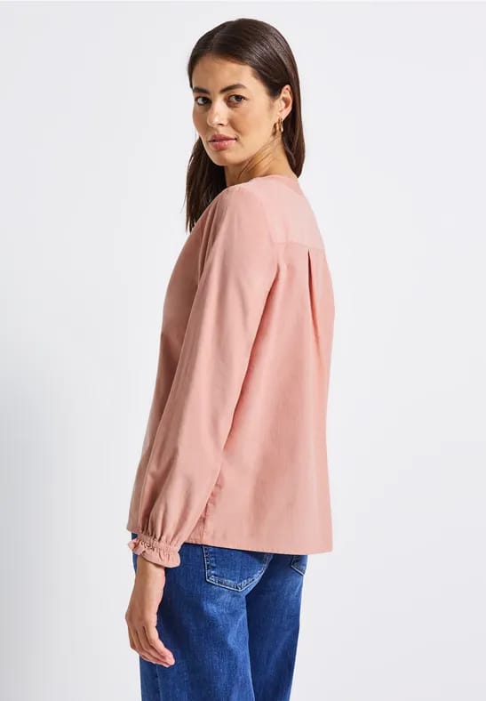 Corduroy blouse met ruches