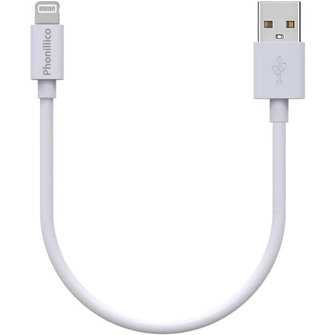 Cable 20cm USB Lightning Chargeur Blanc pour iPhone 14 / 13 / 12 / 11 / SE / X / XR / 7 / 8 / 6 / 5 / AirPods Phonillico