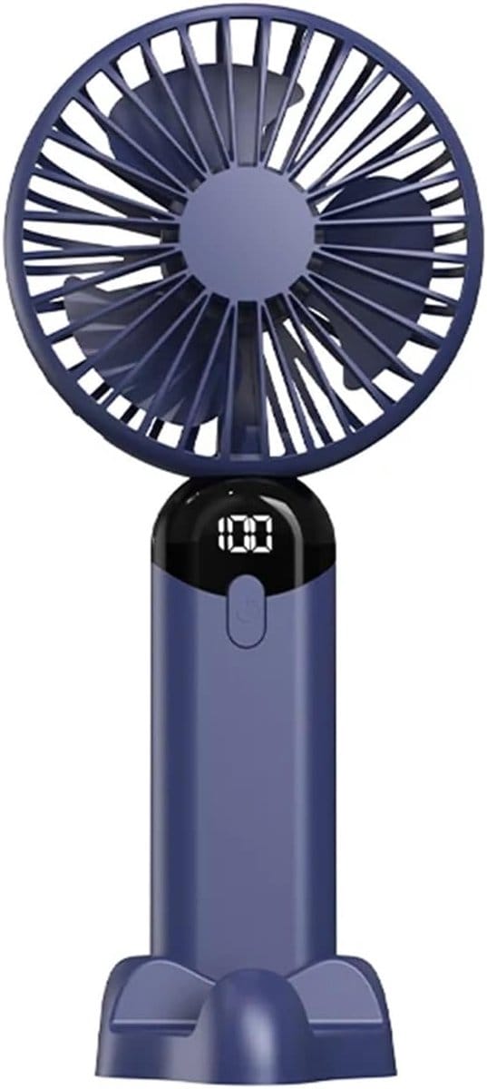 Draagbare ventilator - Mini koeler - Koelen onderweg - Zes snelheden - 10x10x10 mm - Blauw