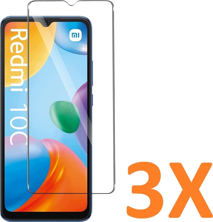 Screenprotector Glas - Tempered Glass Screen Protector Geschikt voor: Xiaomi Redmi 10C - 3x