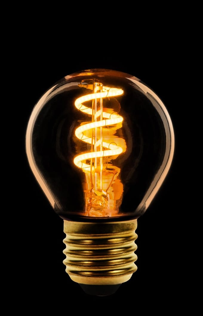 ETH Led spiraal filament kogel E27 3W/25W AC dimbaar goud 2200K 225Lm