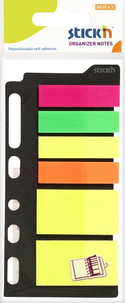 Stick'n Organiser Notes klein - neon geel & film index tabs - bladwijzers