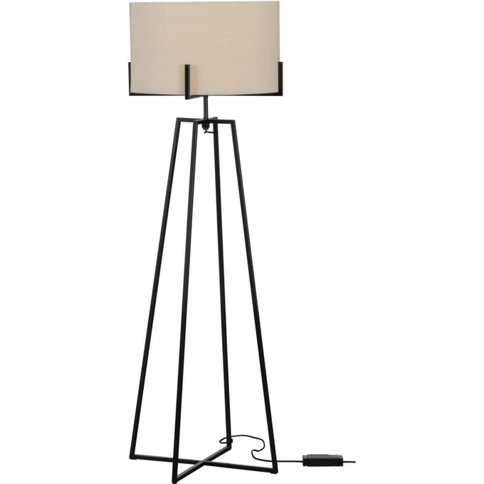 Vloerlamp Holly zwart/naturel