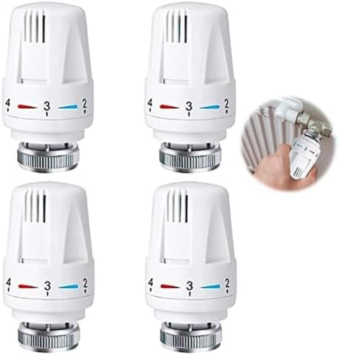 4x Thermostaatknoppen Radiator Vervangingssets - Instelbaar 6°C tot 28°C