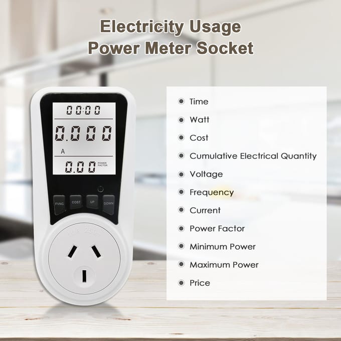 LCD-scherm Elektriciteitsverbruik Vermogensmeter Socket Energie Watt Spanning Ampère Tester Wattage kWh UK-2 with backlight