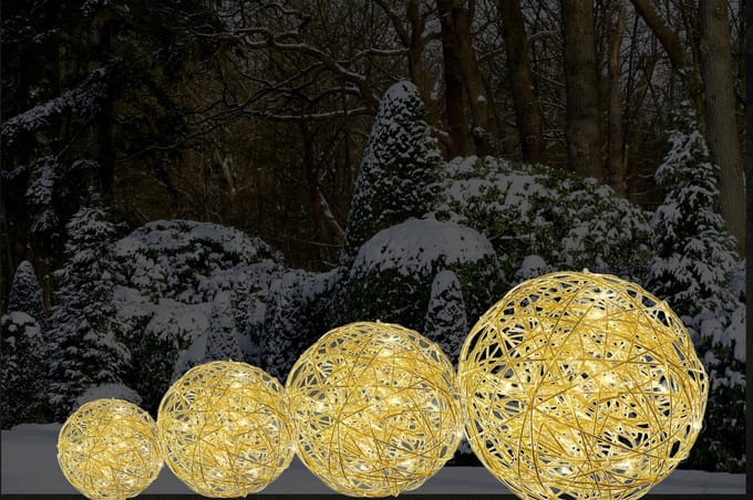 3D Kerstbal "Galax" met 50 warmwitte LEDs - Goud - ø30 cm