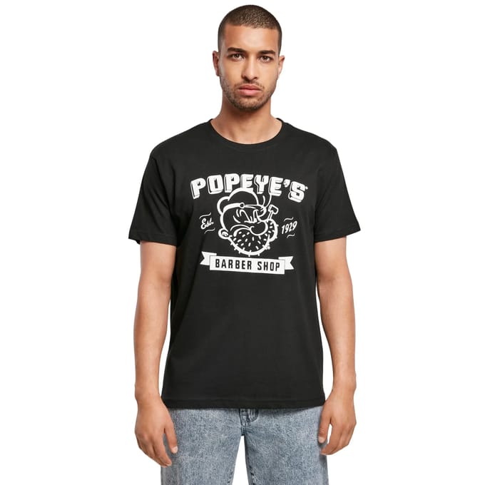 Merchcode Popeye - Popeye Barber Shop Heren Tshirt - S - Zwart