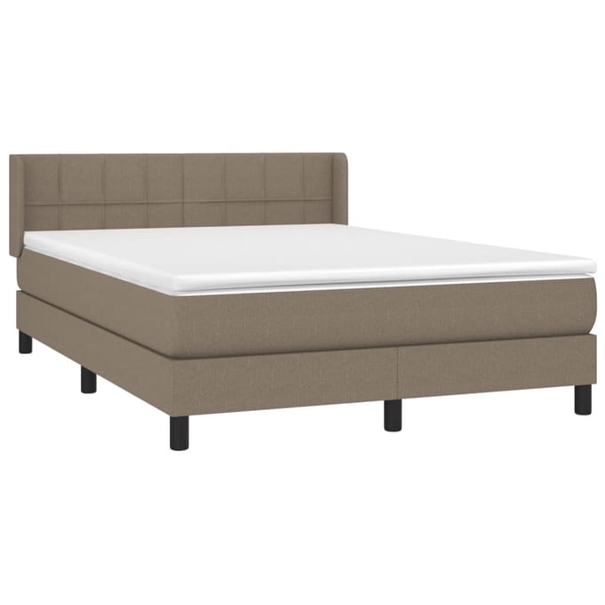 vidaXL - Boxspring - met - matras - stof - taupe - 140x200 - cm