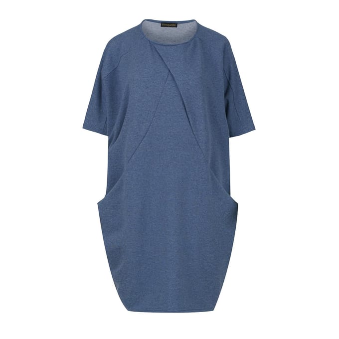 Blauw gemêleerde Batwing-jurk