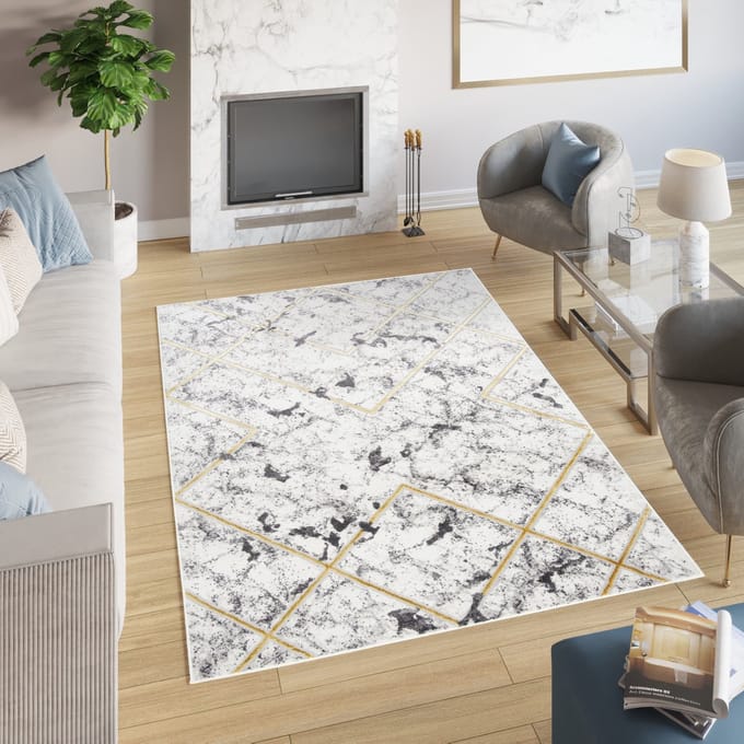 Tapiso Shine Vloerkleed Creme Tapijt Abstract Modern Maat- 140x200