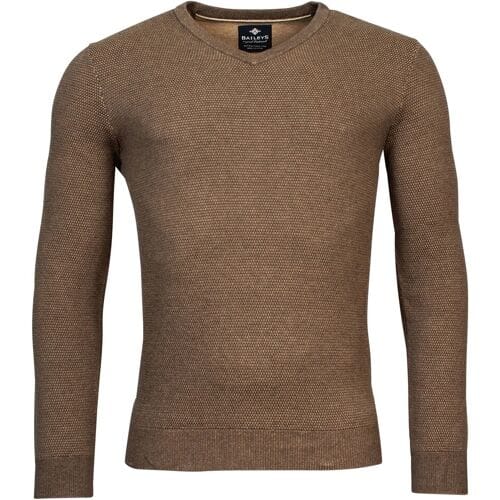 Baileys Trui V-Neck Allover 2-Tone Structure Knit Taupe / male