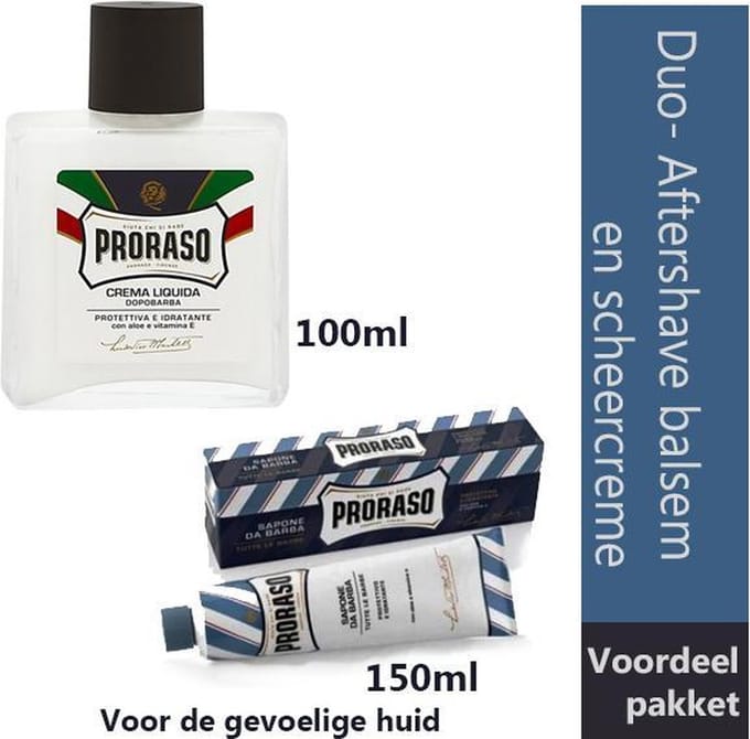 Proraso blue pakket- aftershave balsem en scheercreme